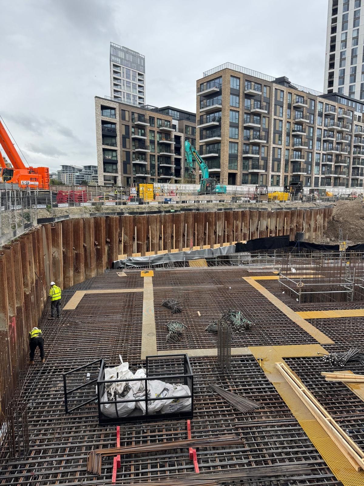 Steel fixer working on a construction site